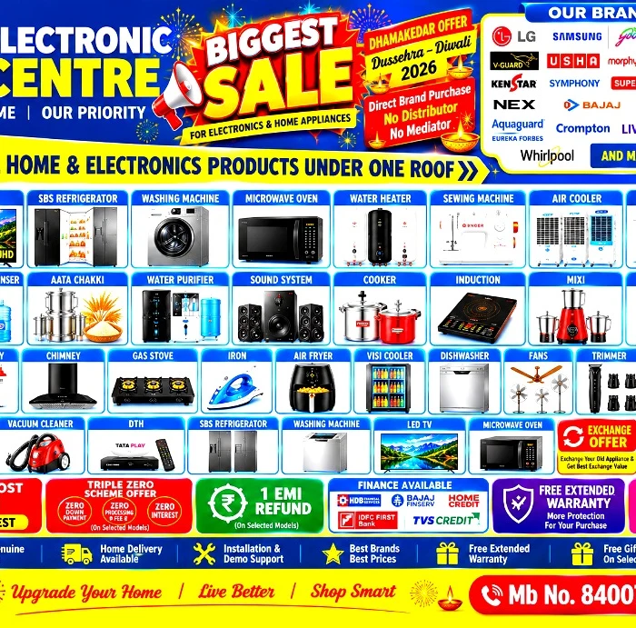 0% interest on Finance No Cost Emi with Cashback on all Electronic Appliances products