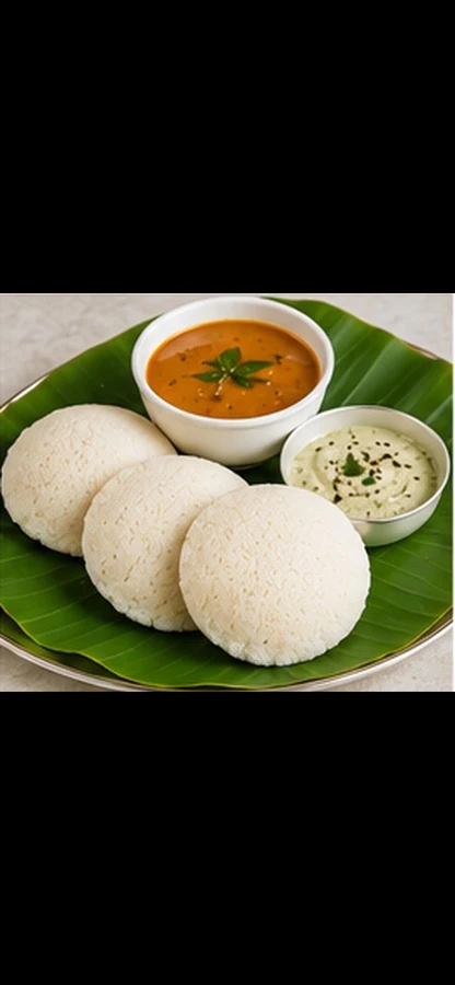 Idli with coconut chutney